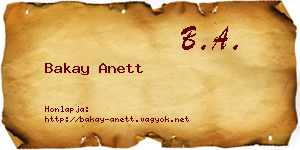 Bakay Anett névjegykártya