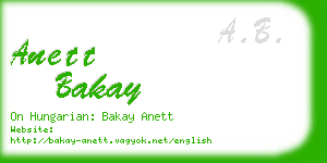 anett bakay business card